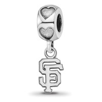 Sterling Silver RH-plate LogoArt San Francisco Giants SF on Heart Bead view 1